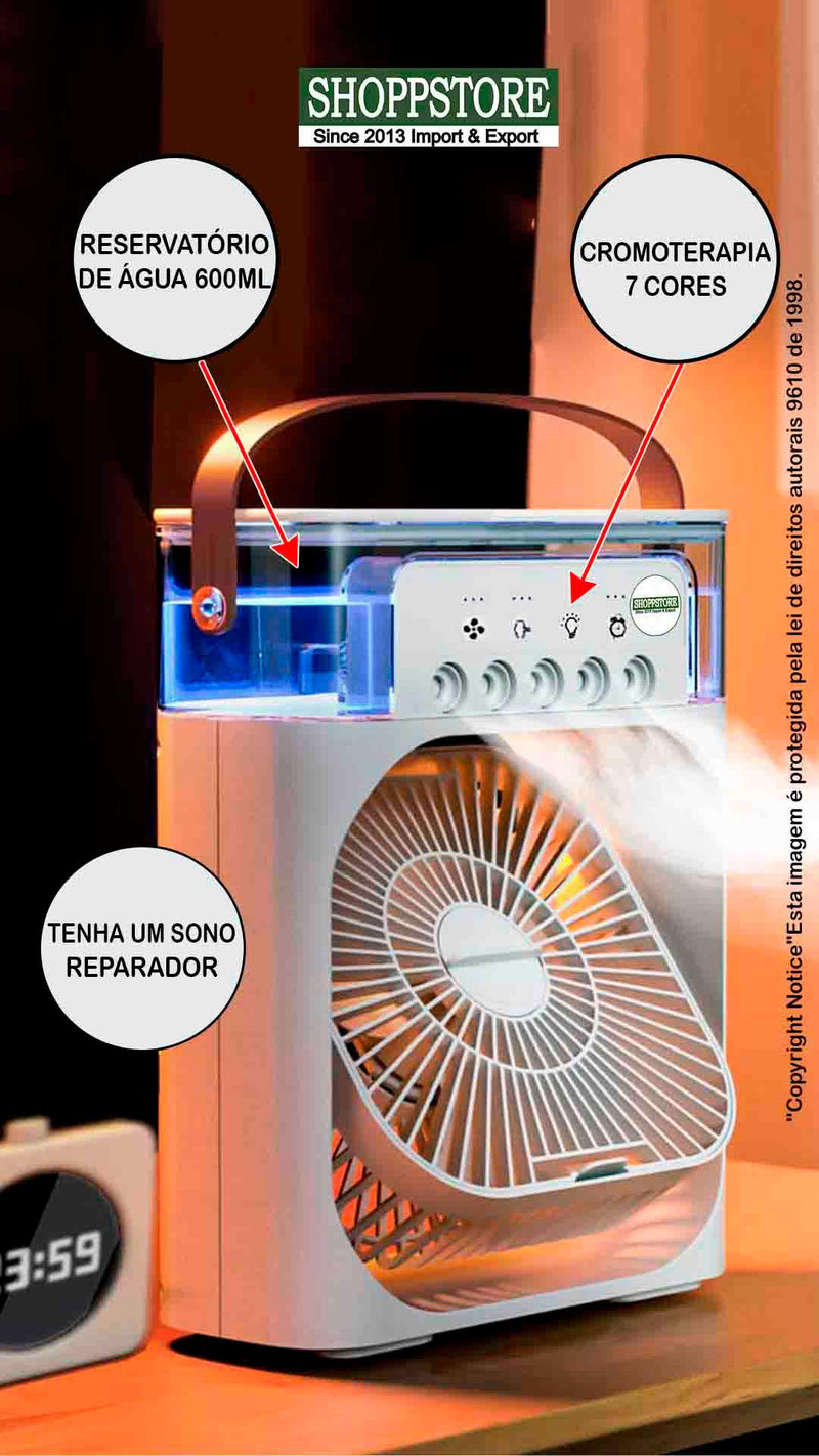 Ventilador Climatizador Pessoal com 5 Atomizadores de Névoa - Shoppstore