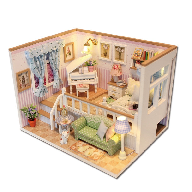 Casa de Boneca em Miniatura Brinquedo de Madeira Educacional