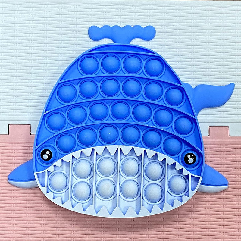 Brinquedo Sensorial Bolhas Silicone Shark Blue Antiestresse